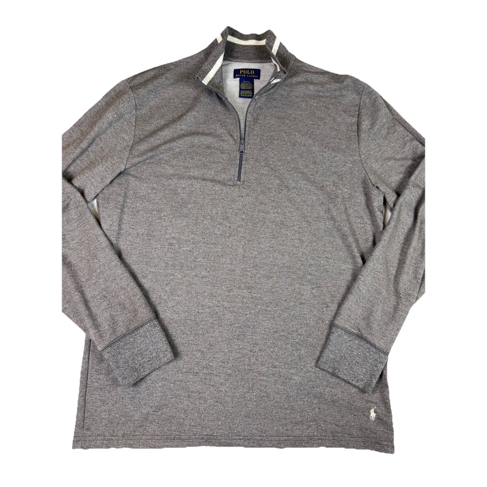 Polo Ralph Lauren Mens M Gray Polo Half Zip Terry Pullover Comfort Casual Lounge